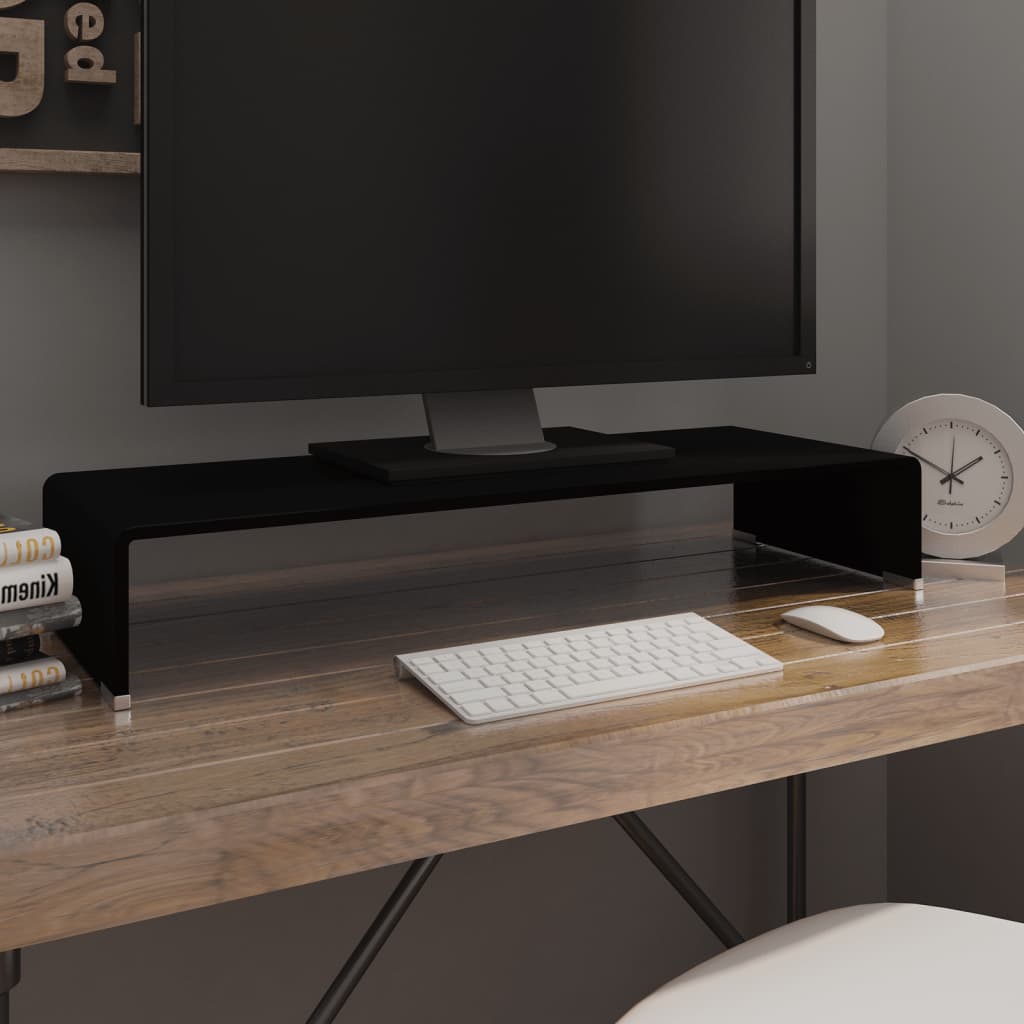 vidaXL TV Stand Monitor Riser Clear Glass Laptop Desk Shelf Desktop Stand by VidaXL