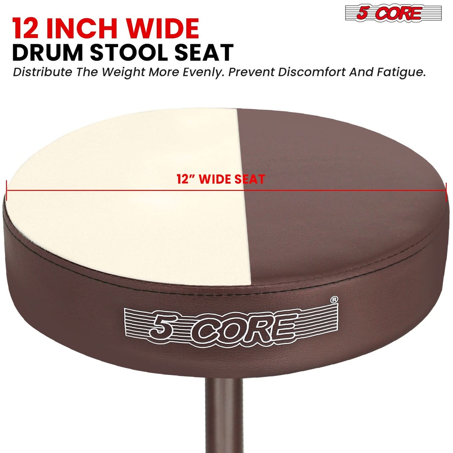 5 Core Drum Throne 3" Thick Padded Comfortable Guitar Stool Drummer Chair Adjustable Musician Seat by 5 Core