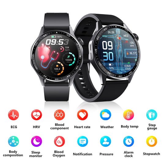 Advanced Health and Fitness Smartwatch with Tools to Manage Stress and Sleep, ECG App, SpO2, 24/7 Heart Rate by WAUTTON