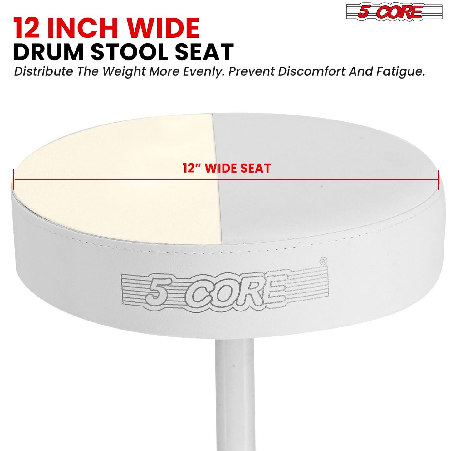 5 Core Drum Throne 3" Thick Padded Comfortable Guitar Stool Drummer Chair Adjustable Musician Seat by 5 Core