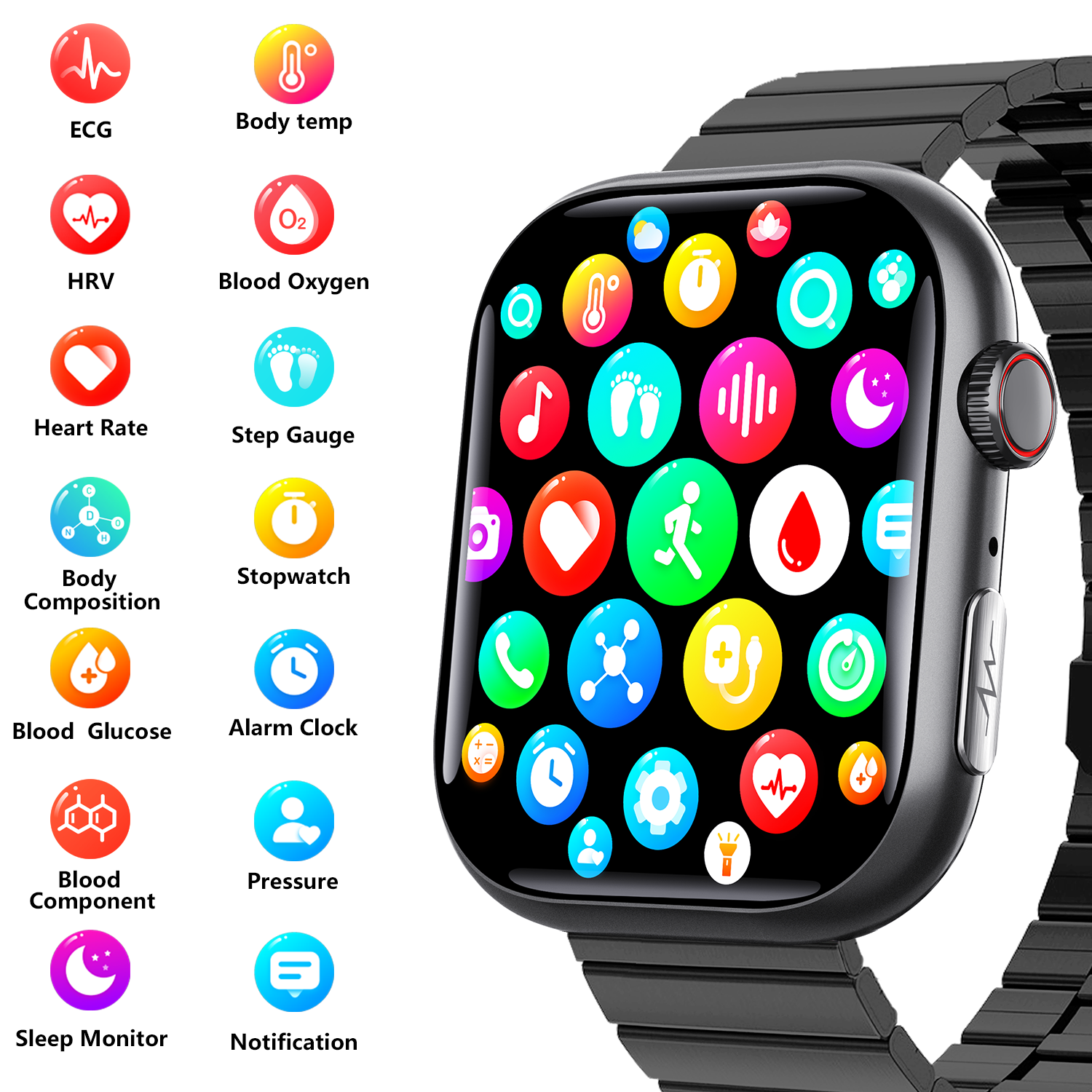 Best ECG Smart Watch of 2025 With Blood Pressure Monitor+Blood Glucose Monitoring by Wautton Outdoor Gear
