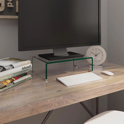vidaXL TV Stand Monitor Riser Clear Glass Laptop Desk Shelf Desktop Stand by VidaXL