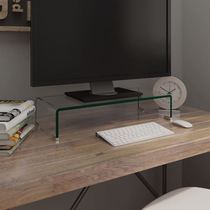 vidaXL TV Stand Monitor Riser Clear Glass Laptop Desk Shelf Desktop Stand by VidaXL