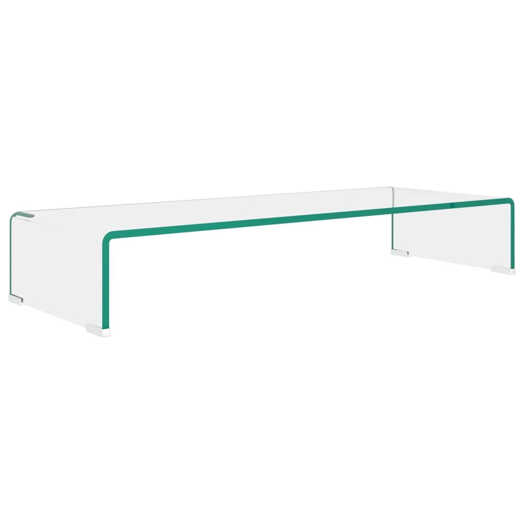 vidaXL TV Stand Monitor Riser Clear Glass Laptop Desk Shelf Desktop Stand by VidaXL