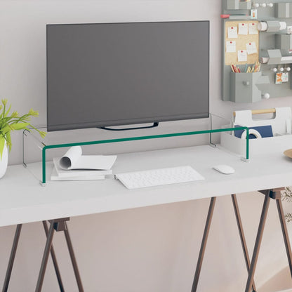vidaXL TV Stand Monitor Riser Clear Glass Laptop Desk Shelf Desktop Stand by VidaXL