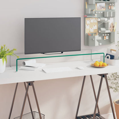 vidaXL TV Stand Monitor Riser Clear Glass Laptop Desk Shelf Desktop Stand by VidaXL