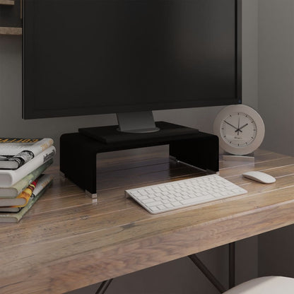 vidaXL TV Stand Monitor Riser Clear Glass Laptop Desk Shelf Desktop Stand by VidaXL