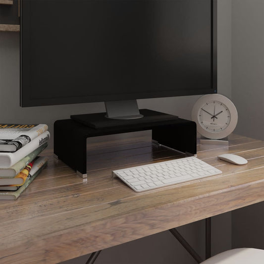 vidaXL TV Stand Monitor Riser Clear Glass Laptop Desk Shelf Desktop Stand by VidaXL