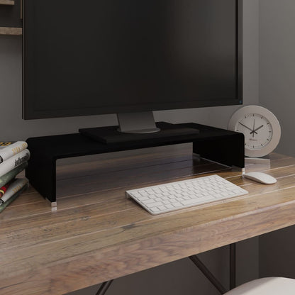 vidaXL TV Stand Monitor Riser Clear Glass Laptop Desk Shelf Desktop Stand by VidaXL