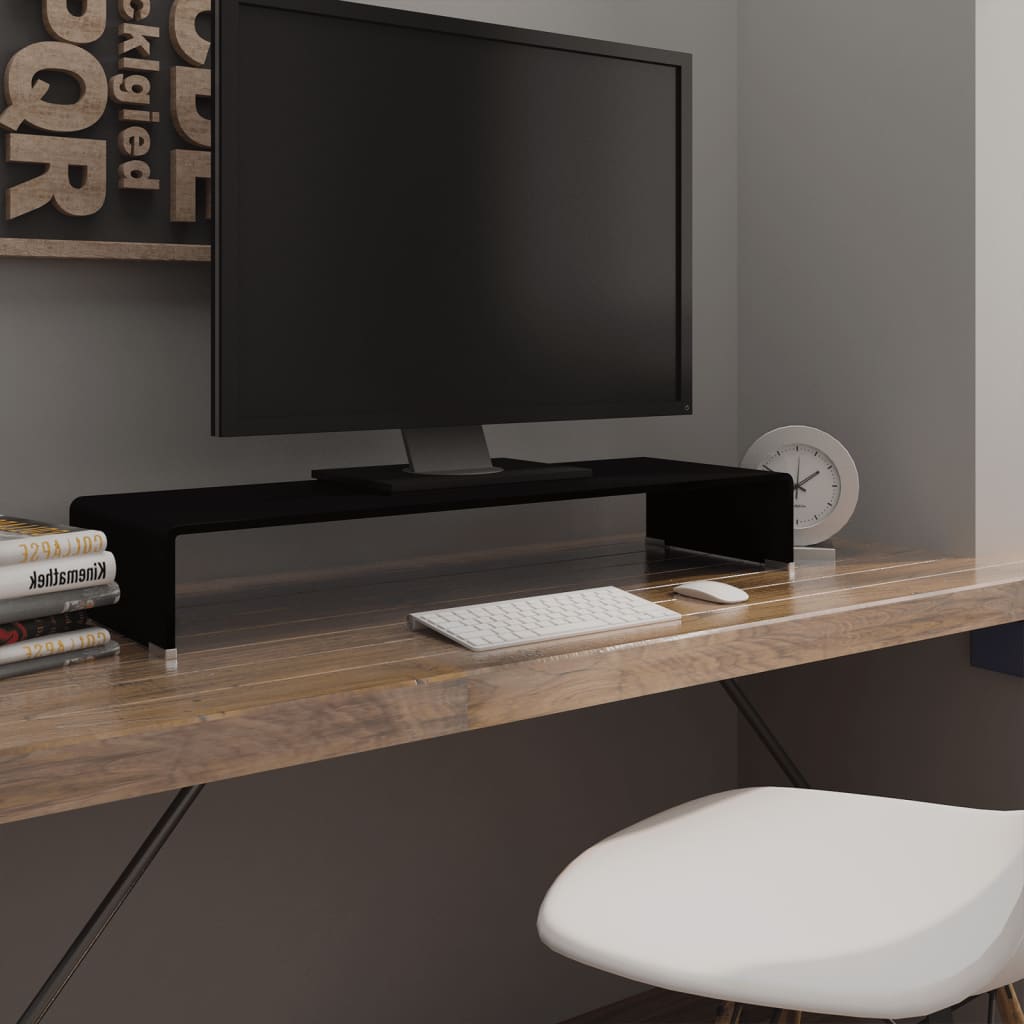 vidaXL TV Stand Monitor Riser Clear Glass Laptop Desk Shelf Desktop Stand by VidaXL