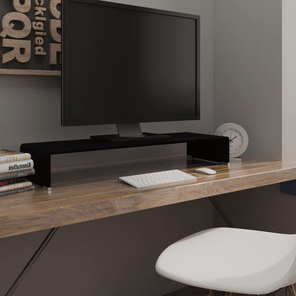 vidaXL TV Stand Monitor Riser Clear Glass Laptop Desk Shelf Desktop Stand by VidaXL