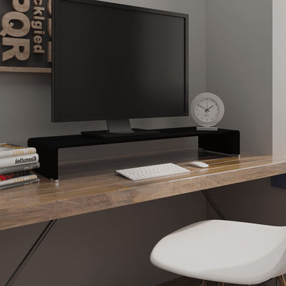 vidaXL TV Stand Monitor Riser Clear Glass Laptop Desk Shelf Desktop Stand by VidaXL
