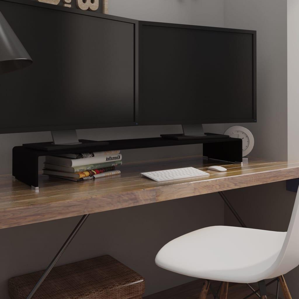 vidaXL TV Stand Monitor Riser Clear Glass Laptop Desk Shelf Desktop Stand by VidaXL