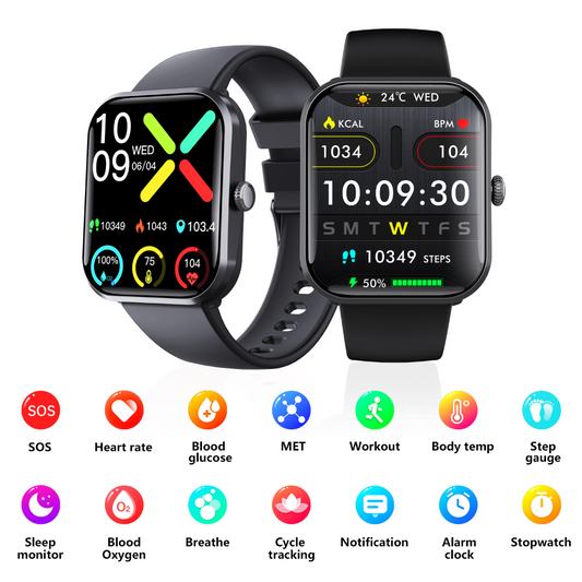 Blood Sugar Glucose Monitor Smart Watch for Diabetics SOS Emergency Alarm Call by Wautton Outdoor Gear