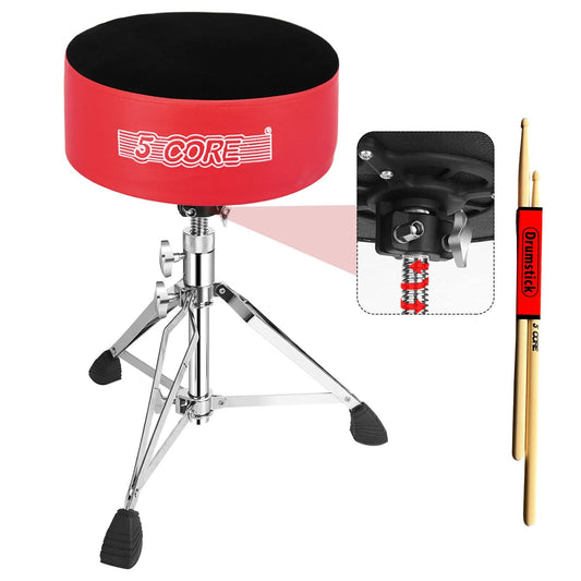5 Core Drum Throne 5" Padded Guitar Stool Adjustable Heavy Duty Music Chair Seat w Luxury Velvet Top by 5 Core