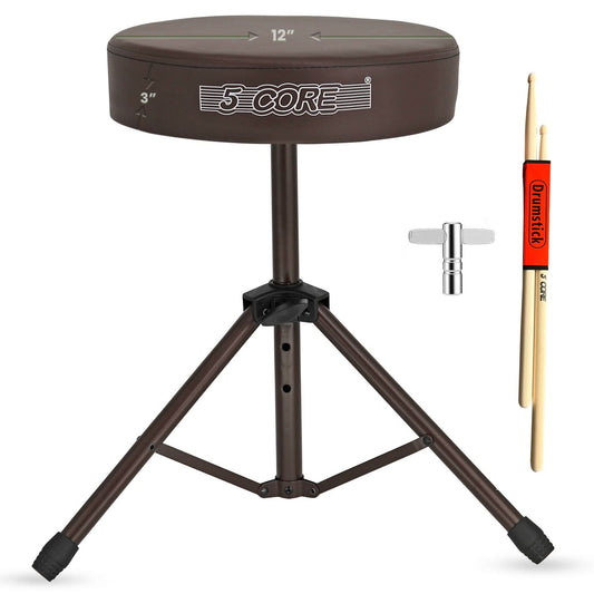 5 Core Drum Throne 3" Thick Padded Comfortable Guitar Stool Drummer Chair Adjustable Musician Seat by 5 Core