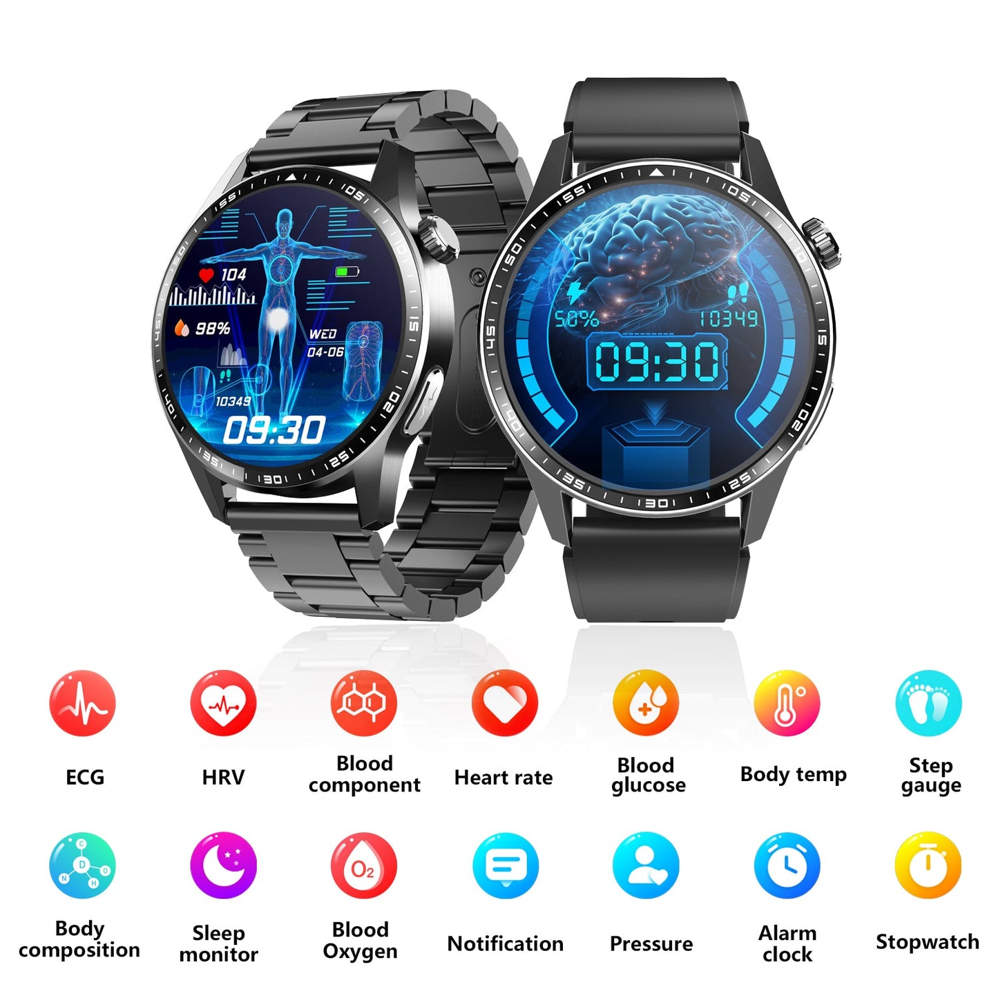 Healthy Blood Oxygen Smart Watch Men ECG+PPG Precise Body Temperature Heart Rate Monitor Smartwatch HRV Blood Pressure Watches by WAUTTON