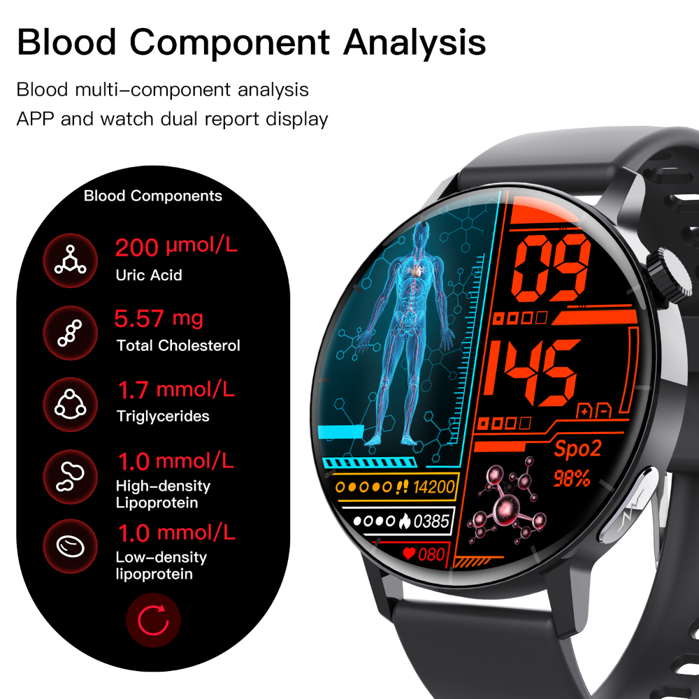 ECG monitor Smart Watch Non Invasive Blood Glucose Smart Watch with Blood Component Analysis by Wautton Outdoor Gear