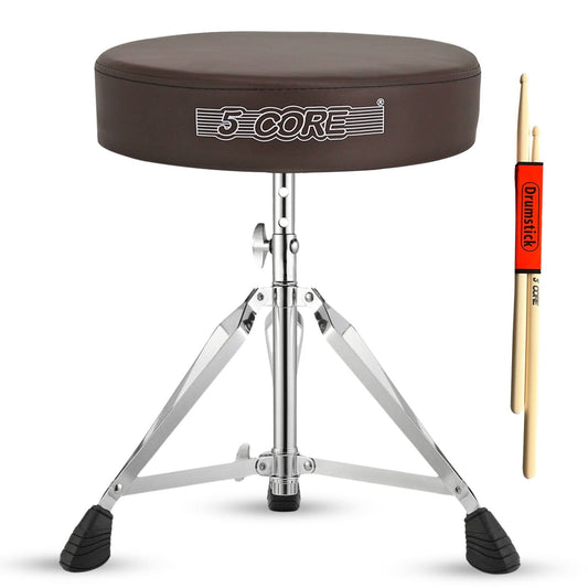 5Core Drum Throne Padded Adjustable Guitar Stool Drummer Seat for Adults & Kids BROWN by 5 Core