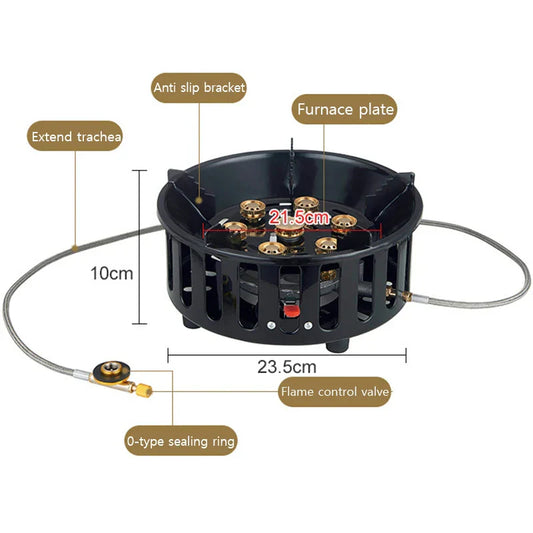 7-Core High-Power Camping Stove Gas Burner Black-1