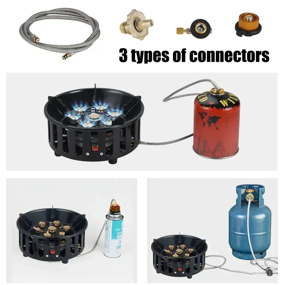 7-Core High-Power Camping Stove Gas Burner Black-3