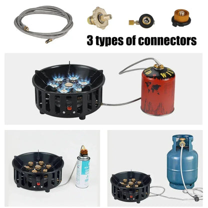 7-Core High-Power Camping Stove Gas Burner Black-3