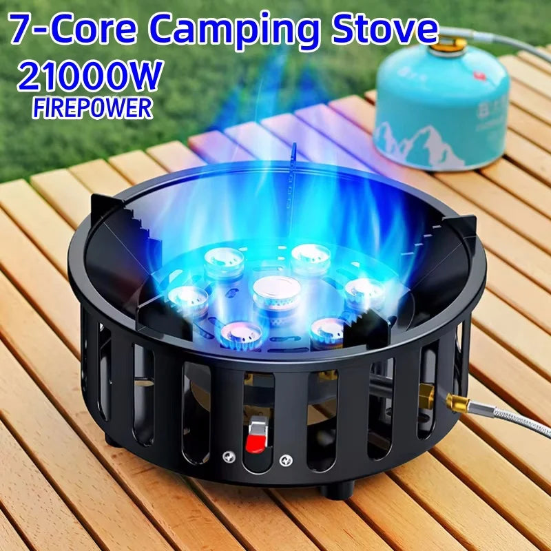 7-Core High-Power Camping Stove Gas Burner Black-2