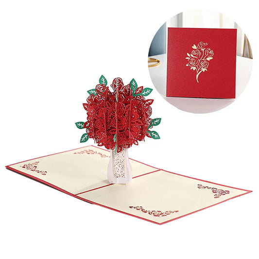 3D Pop-Up Rose Greeting Card for Special Occasions-0